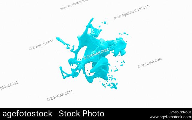 abstract isolated colored liquid splash in front of white background - 3D Illustration