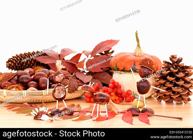 autumn, chestnut men, handicraft