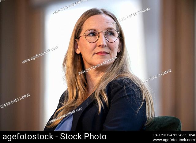 24 November 2023, Berlin: Franca Cerutti, psychologist and podcaster, takes part in the presentation of the study at the North Rhine-Westphalia State...