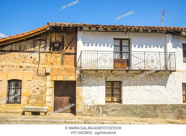 Facades of houses. Molinos de Duero, Soria province, Castilla Leon, Spain