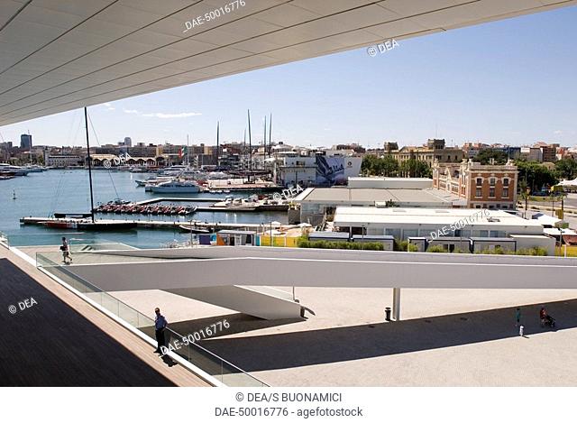 Spain - Valencia. Port America's Cup. Marina built to host international sailing yacht competition America's Cup, 2007. View from Foredeck Club & Owner's...