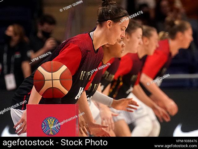 Belgium's Antonia Tonia Delaere pictured before a basketball match between the Belgian Cats and the United States, a qualifier for the World Cup later this year