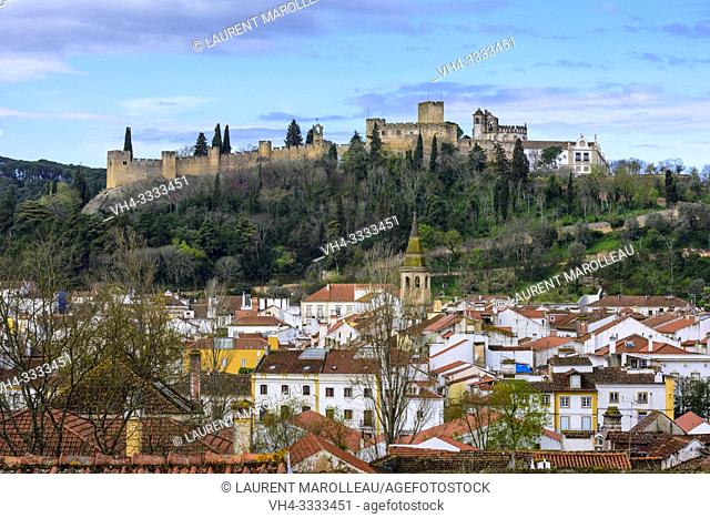 The city and the castle of Tomar with the Convent of Christ, Santarem District, Centro Region, Portugal, Europe
