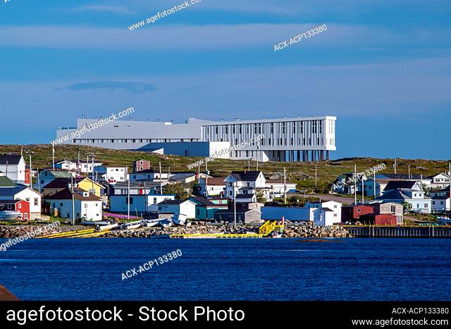 Harbour buildings and the Fogo Island Inn, Joe Batt's Arm, Newfoundland and Labrador NL, Canada