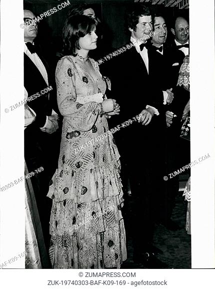 Mar. 03, 1974 - Lady Jane at the Royal Film performance: Lady Jane Wellesley, Prince Charles' friend, pictured at the Odeon, Leicester Square last night
