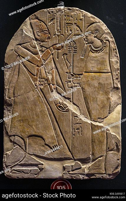 Stela dedicated to the gog Ptah by Nakhtemmut, limestone, Deir el-Medina, Gregorian Egyptian Museumn Musei Vaticani, State of the Vatican City, Roma, Lazio
