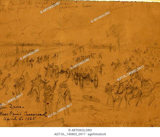 Gen. Davis Near Paines Crossroad April 5, 1865, drawing, 1862-1865, by Alfred R Waud, 1828-1891, an american artist famous for his American Civil War sketches