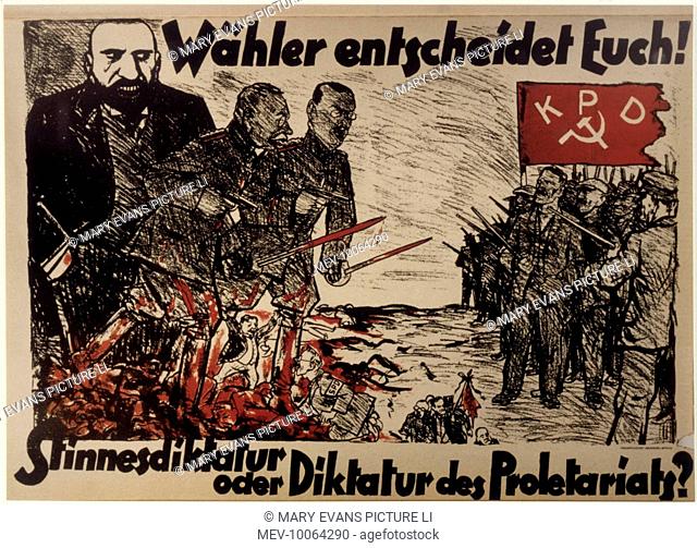 DIN A2 Plakat KPD Gegen Faschismus und Hindenburg Poster 1920er Kommunismus 