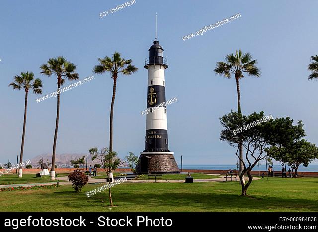 Lima, Peru - 29 August, 2015: Lighthouse Faro de Marina in Miraflores district