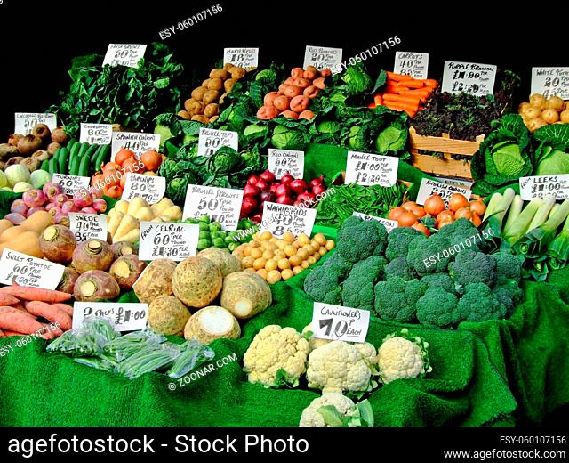 Big stall full of fresh and organic vegetables