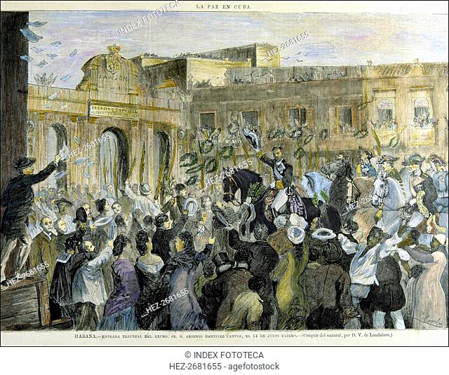 Triumphal Entry into La Havana by General Arsenio Martinez Campos' (1831-1900), Spanish military, ?
