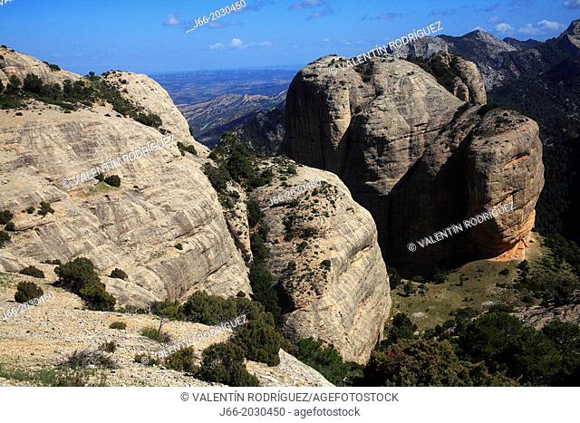 landscape on top of Les Roques de Benet. Horta de San Joan. Tarragona.	1015