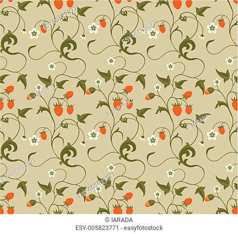 Seamless patterns with strawberries