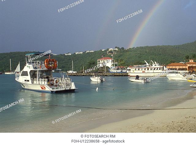 rainbow, St. John, U.S. Virgin Islands, Caribbean, USVI, Rainbow over Cruz Bay on Saint John Island