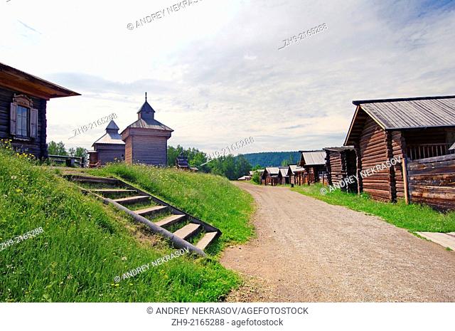 Country wooden estate. ""Taltsa's"" (Talzy) - Irkutsk architectural and ethnographic museum. Baikal, Siberia, Russian Federation
