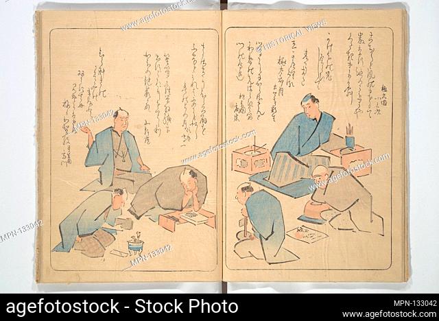 Kyoka Verse Album on the Scales of the Carp (Kyoka ririnshu). Artist: Totoya Hokkei (Japanese, 1780-1850); Period: Edo period (1615-1868); Date: 1845; Culture:...