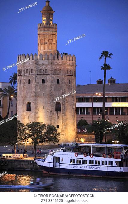 Spain; Andalusia; Seville; Torre del Oro,