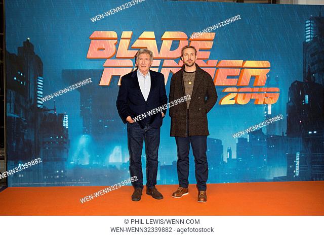 'Blade Runner 2049' photocall in London Featuring: Harrison Ford, Ryan Gosling Where: London, United Kingdom When: 21 Sep 2017 Credit: Phil Lewis/WENN