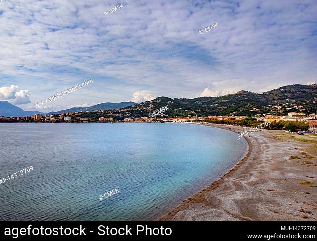 The beach of Sapri at the Italian west coast, aerial view