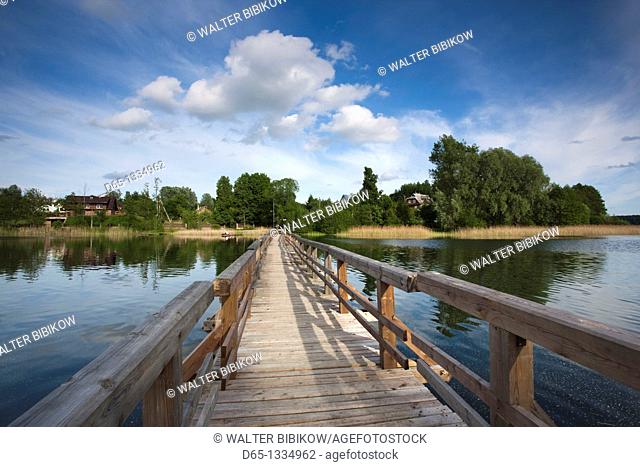 Lithuania, Trakai, Trakai Historical National Park, Lake Luka footbridge