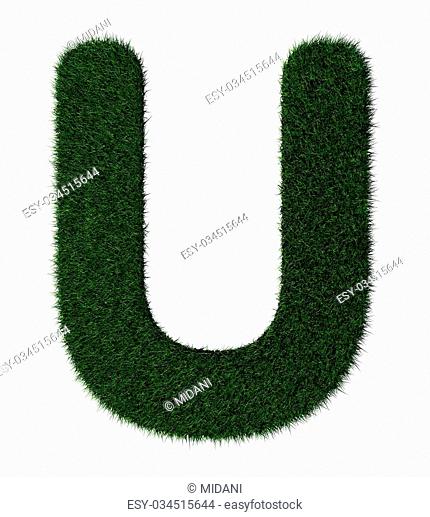Letter U made with blades of grass