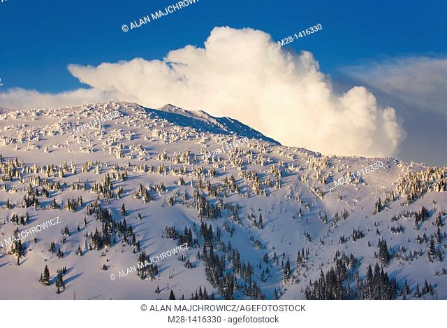 Winter sunset over the summit of Brothers Mountain, Manning Provincial Park British Columbia Canada