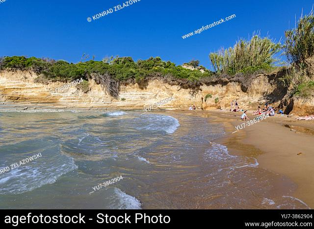 Apotripiti sandy beach in Sidari settlement in the northern part of the island of Corfu, Greece