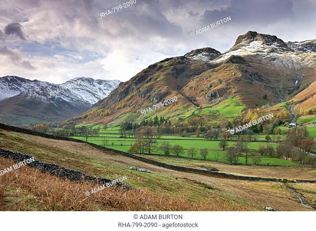 Great Langdale and the Langdale Pikes in autumn, Lake District National Park, Cumbria, England, United Kingdom, Europe