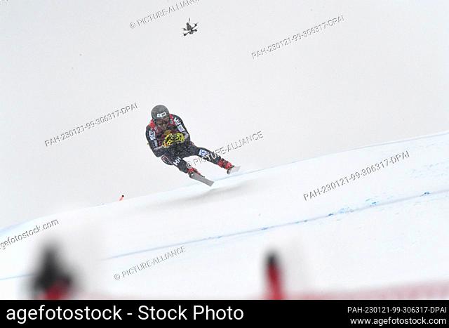21 January 2023, Austria, Kitzbühel: Alpine skiing: World Cup, Downhill, men: Aleksander Aamodt Kilde from Norway in action on the track
