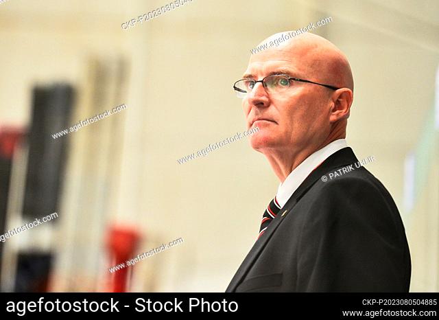 Alan Letang, coach of Canada during the Hlinka Gretzky Cup, annual under-18 hockey tournament, final, Czech Republic vs Canada on August 5, 2023, in Breclav