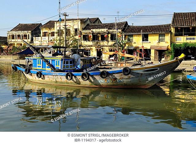 Fishing boat in the harbor of Hoi An, UNESCO World Heritage Site, Vietnam, Asia