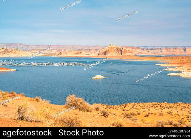 A man-made reservoir with a large refreshing flow of water in Colorado River