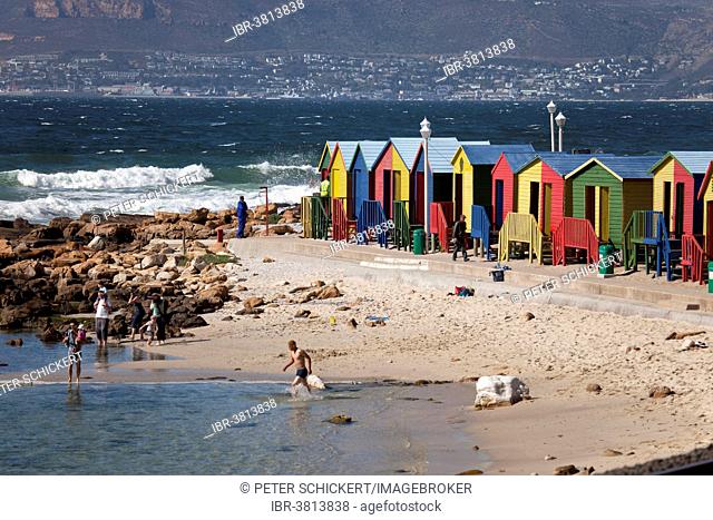 Colourful beach houses in Muizenberg, Cape Town, Western Cape, South Africa