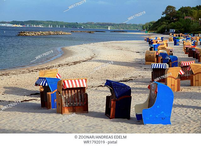 Beach baskets at a sandy Beach