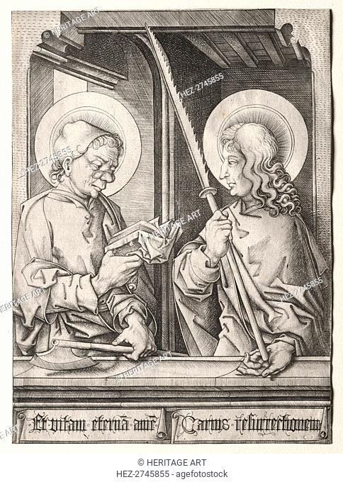 The Twelve Apostles at Gothic Windows: St. Matthias and St. Judas Thaddaeus. Creator: Israhel van Meckenem (German, c. 1440-1503)