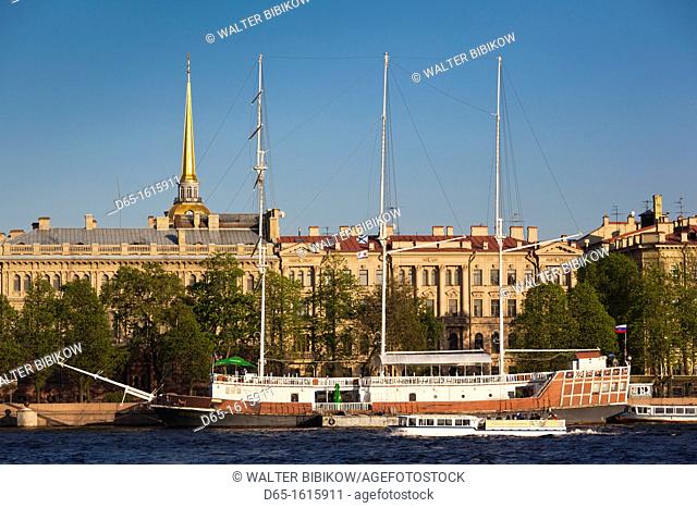 Russia, Saint Petersburg, Center, tourboats on the Neva River
