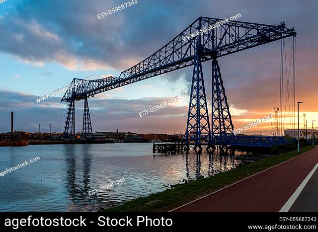 Transporter Bridge, crossing the River Tees and connecting Middlesbrough and Port Clarence, England, UK