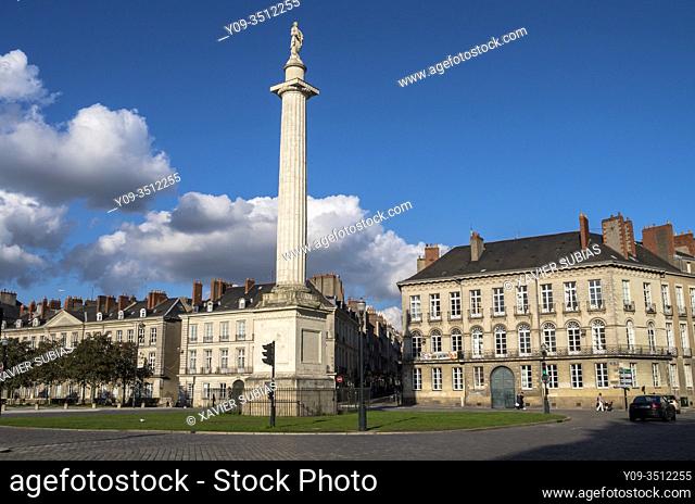 Maréchal-Foch square, Louis XVI column, Nantes, Loire-Atlantique, Pays de la Loire, France