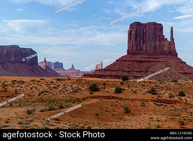 The West Mitten Buttes (also known as the Mittens) is a butten in the Monument Valley Navajo Tribal Park in northeast Navajo County, Arizona, USA