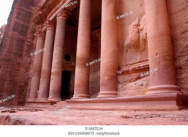 remains of an ancient temple in Petra, Jordan