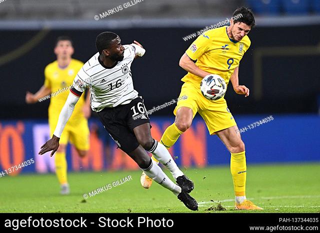 duels, duel between Antonio Ruediger (Germany) and Roman Jaremtschuk (Ukraine). GES / Football / UEFA Nations League: Germany - Ukraine