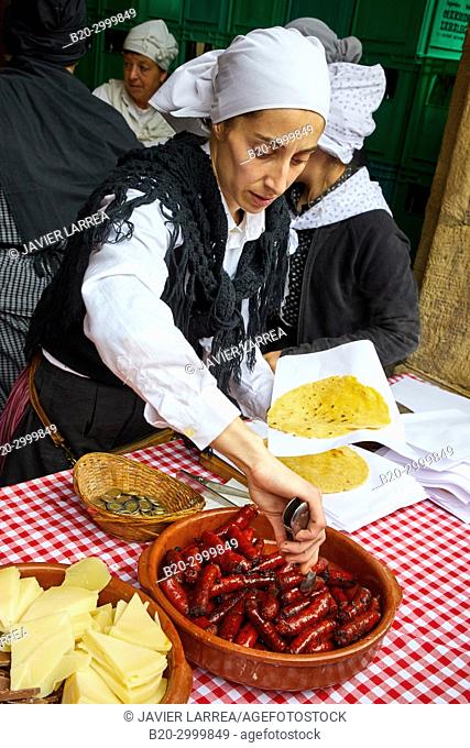 Talos with txistorra, Elaboration of corn stalk, Feria de Santo Tomás, The feast of St. Thomas takes place on December 21