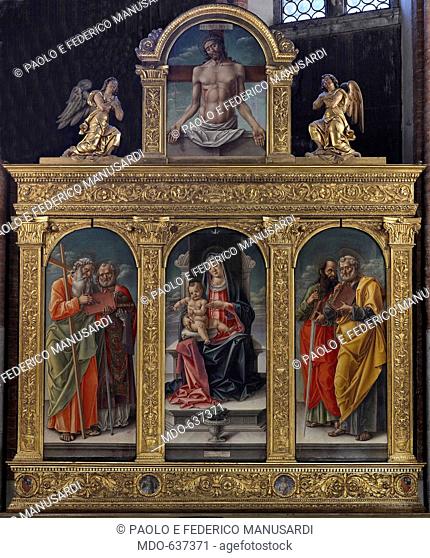 Vivarinis Polyptych, by Bartolomeo Vivarini, 1487, 15th Century, oil on canvas, . Italy, Veneto, Venice, Santa Maria Gloriosa dei Frari Basilica. All