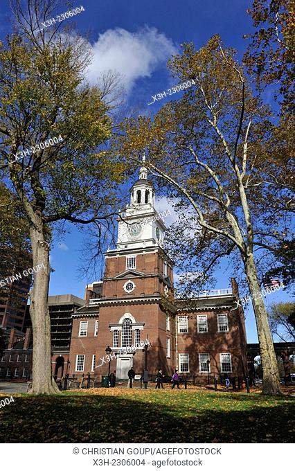 south facade of Independence Hall, Independence National Historical Park, Philadelphia, Commonwealth of Pennsylvania, Northeastern United States,