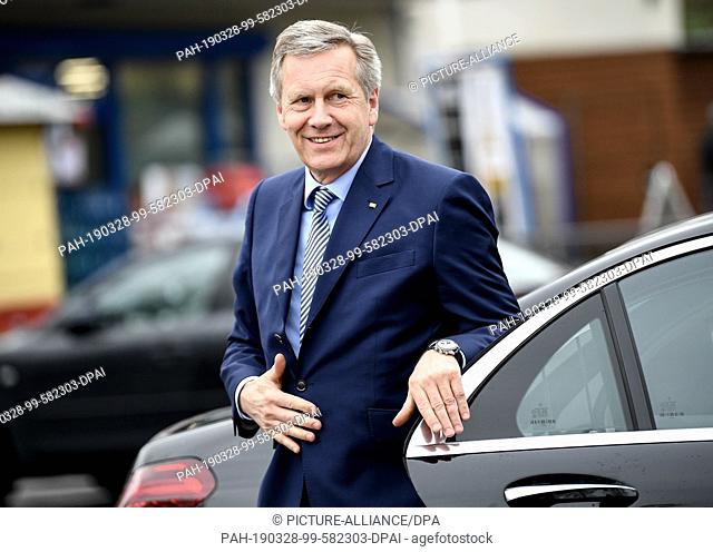 28 March 2019, Berlin: Christian Wulff, former Federal President of Germany, comes to the construction site of the new Jewish Campus
