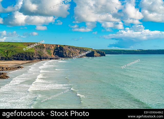 Coast and clouds at Madoc's Haven, near Nolton Haven, Pembrokeshire, Dyfed, Wales, UK