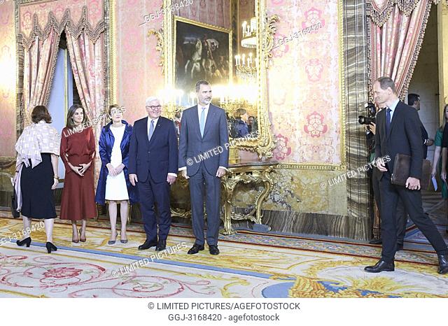 King Felipe VI of Spain, Queen Letizia of Spain, Frank-Walter Steinmeier, Elke Buedenbender attend an official lunch at Palacio Real on October 24