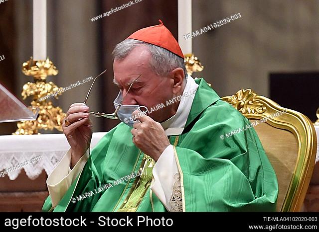 The Vatican Secretary of State, Cardinal Pietro Parolin, celebrates a Mass for the new Pontifical Swiss Guards in St. Peter's Basilica