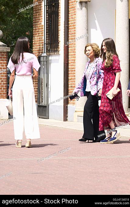 Crown Princess Leonor, The former Queen Sofia, Paloma Rocasolano, Jesus Ortiz, Queen Letizia of Spain arrive for the confirmation of Princess Sofia at 'Asuncion...
