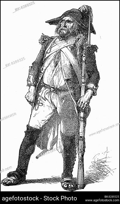 National Guardsman, Mainz, Germany, Revolutionary Army, ca 1740, Historic, digitally restored reproduction of a 19th century original, exact date unknown